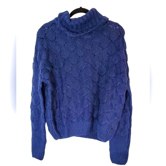 French Size Small Navy Blue Knit Turtleneck Sweater NWT - Picture 1 of 7